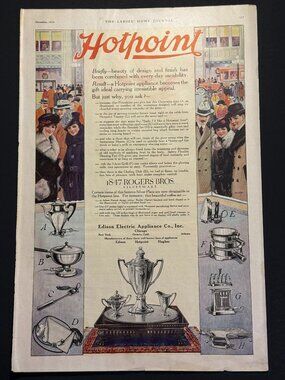Hot Point WWI Edison Electronic Appliance Advert Ladies Home Journal Dec 1919